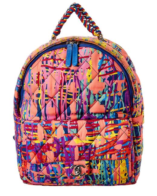 Chanel Pre owned Multicolor Quilted Fabric Foulard No Color Backpack