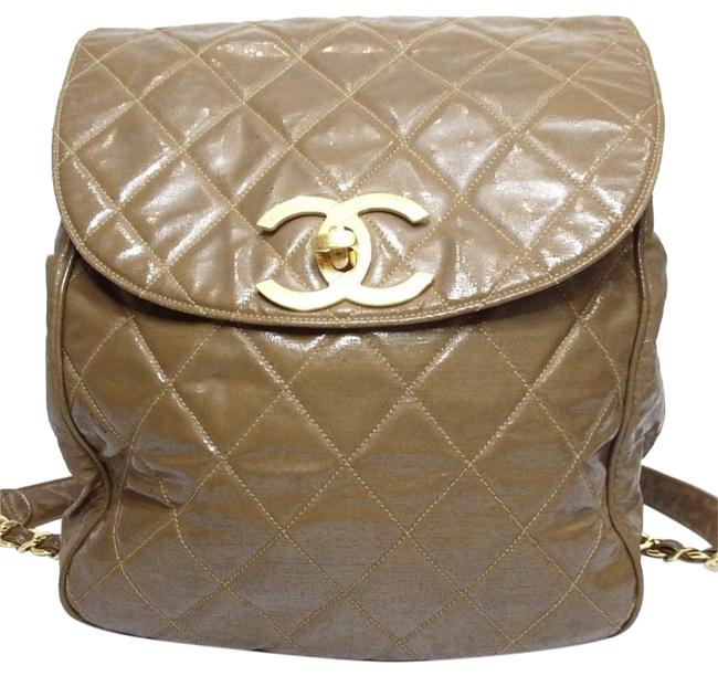 Chanel Quilted Ghw Beige Canvas Backpack