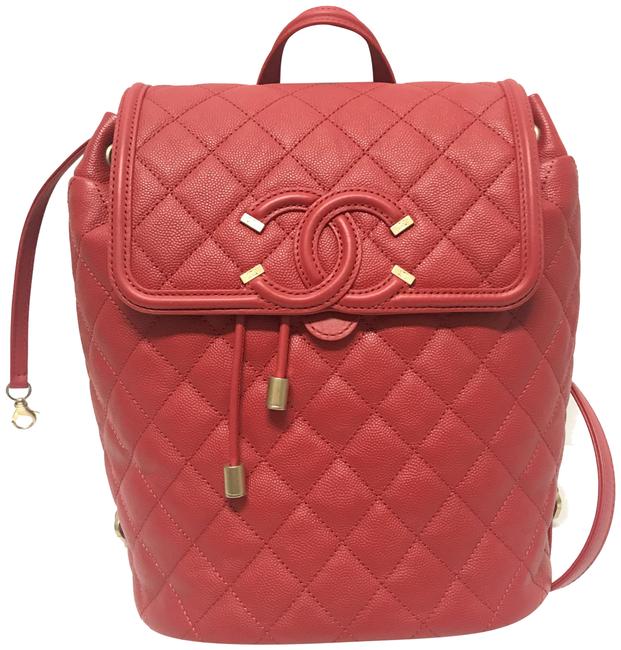 Chanel Red Caviar Backpack