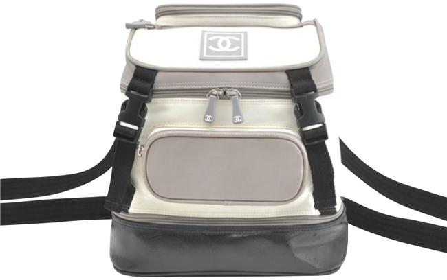 Chanel Sports Cc 866443 White X Black Nylon Canvas Backpack
