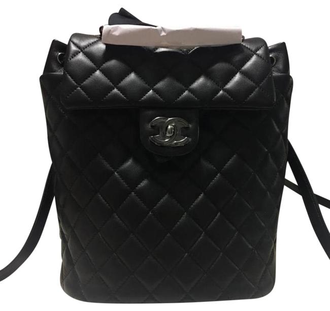 Chanel Urban Spirit Medium Quilted Black Lambskin Leather Backpack