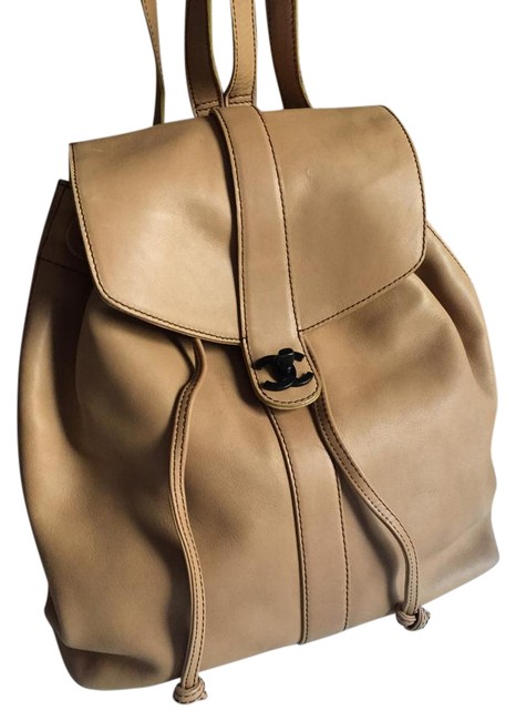Chanel Vintage Beige Leather Backpack