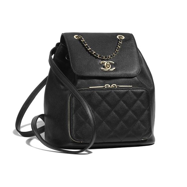 Chanel Black Grained Calfskin Leather Backpack