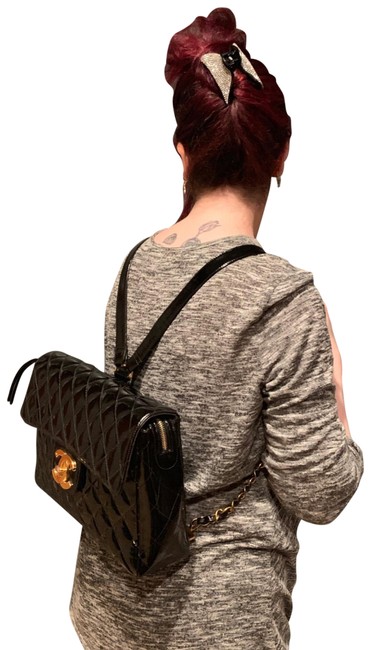 Chanel Black Patent Leather Backpack