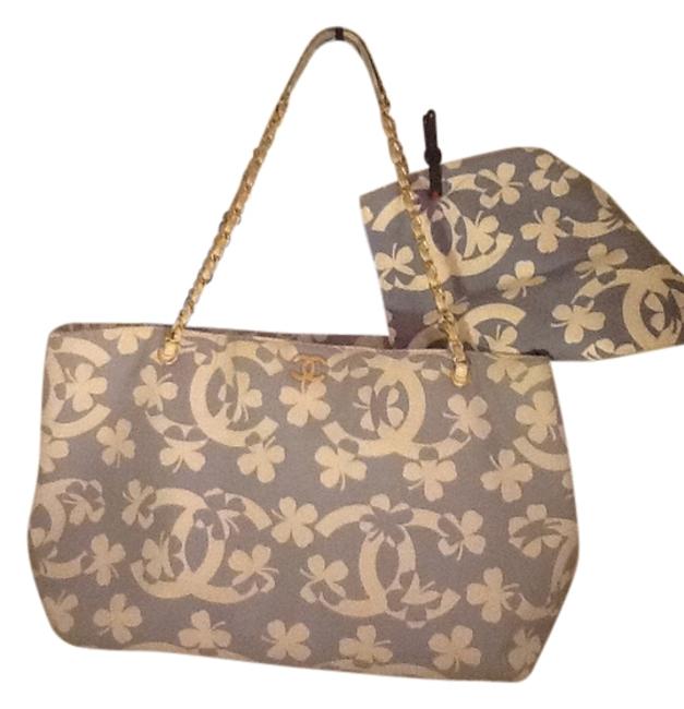 Chanel Blue and White Canvas Beach Bag