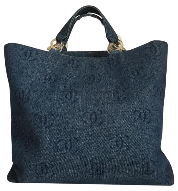 Chanel Tote Blue Denim Beach Bag