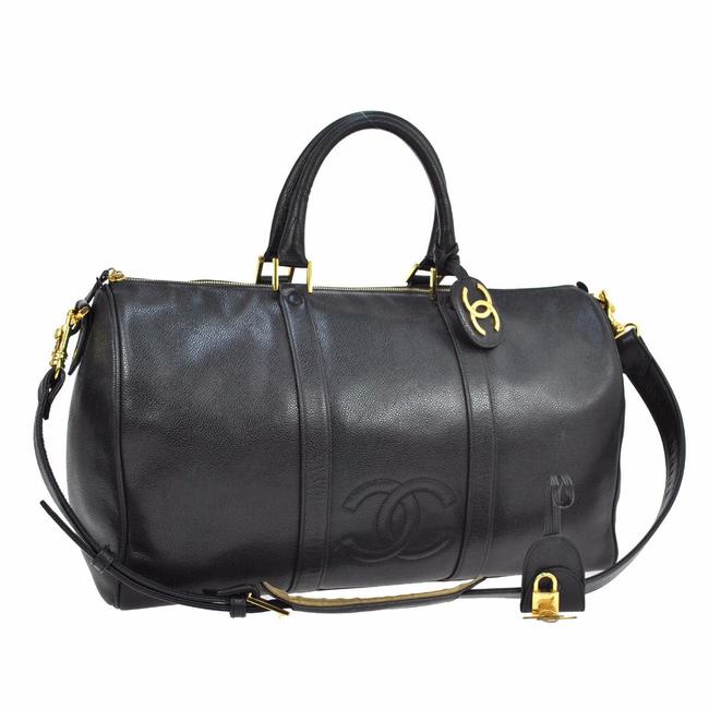 Chanel Boston Black Caviar Leather WeekendTravel Bag