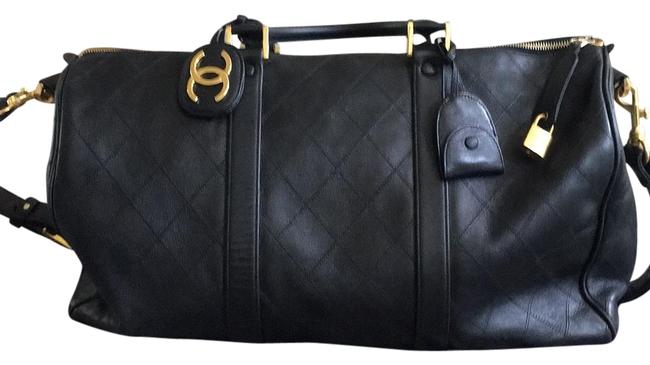 Chanel Boston Black Lambskin WeekendTravel Bag