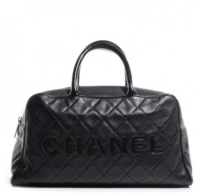 Chanel Bowler Luggage Black Caviar Leather WeekendTravel Bag