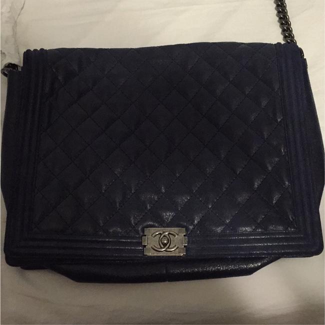 Chanel Boy Dark Blue Laptop Bag