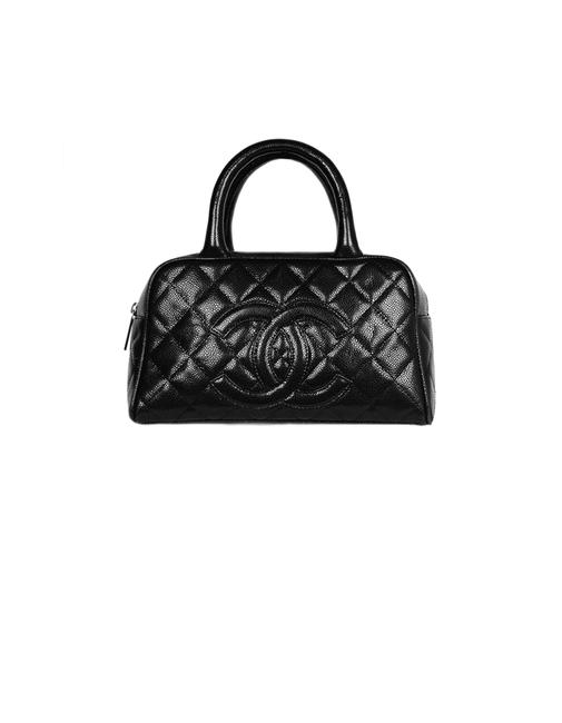 Chanel Bowling Timeless Cc Bowler Black Caviar Leather Messenger Bag