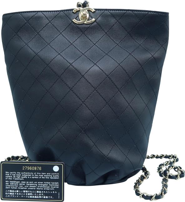 Chanel Bucket Bag Black Calfskin Leather Backpack