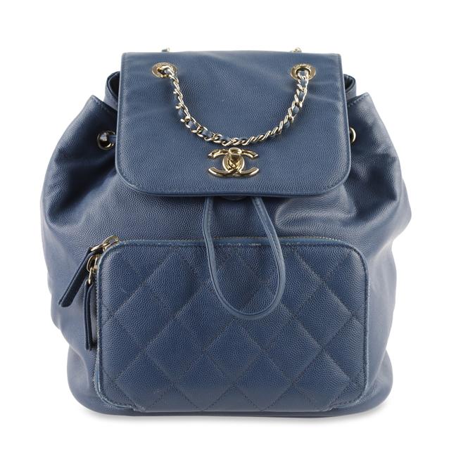 Chanel Business Affinity Blue Leather Backpack