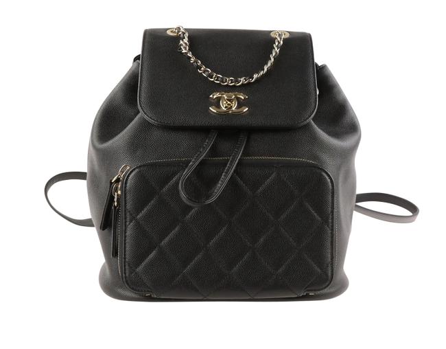 Chanel Business Affinity Grained Calfskin Black Leather Backpack