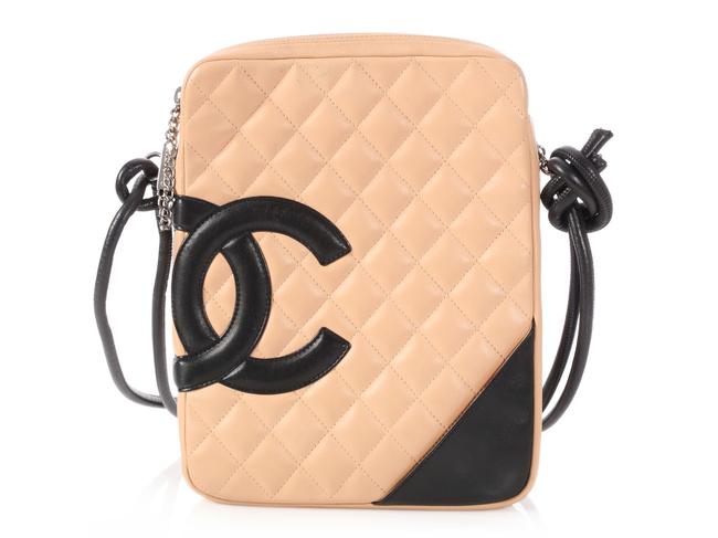 Chanel Cambon Black And Beige Calfskin Leather Messenger Bag