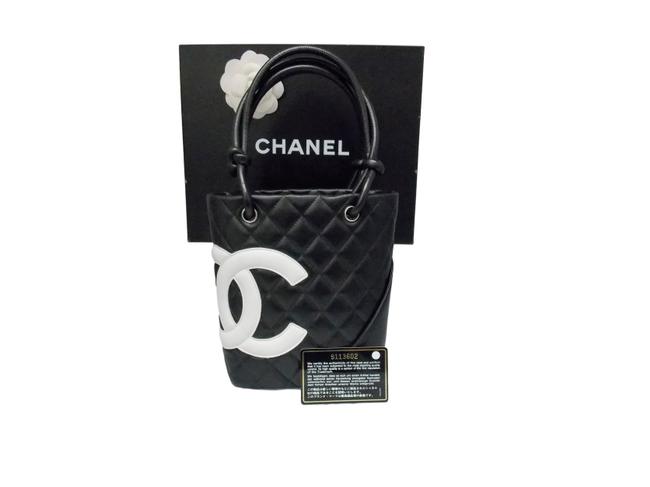 Chanel Cambon Quilted Lambskin Black Leather Wristlet