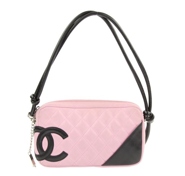 Chanel Cambon Quilted Pochette Pink Leather Baguette