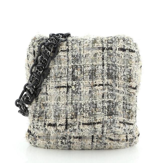 Chanel Camellia Large Neutral Tweed Messenger Bag