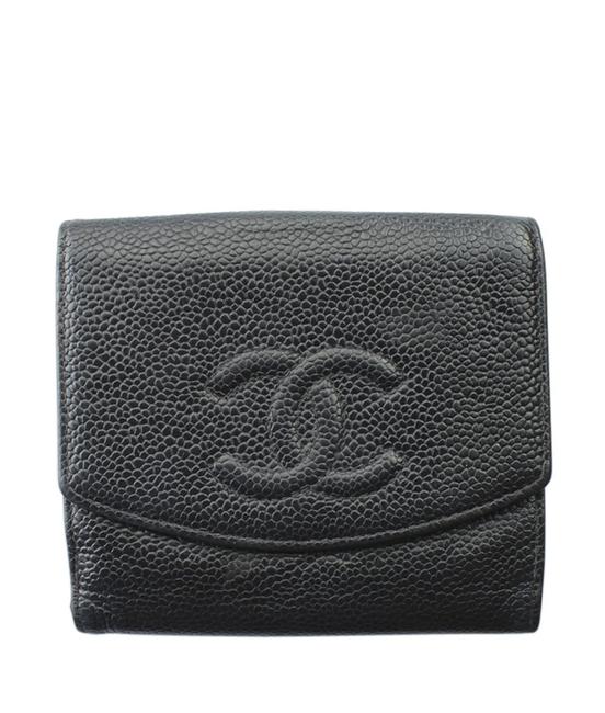 Chanel Caviar Bi fold Wallet 152108 Black Leather Wristlet
