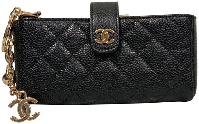 Chanel Caviar Pouch Black Leather Wristlet