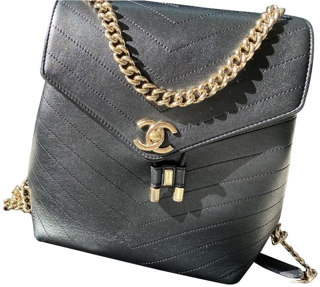 Chanel Caviar Quilt Pattern Black Calfskin Leather Backpack