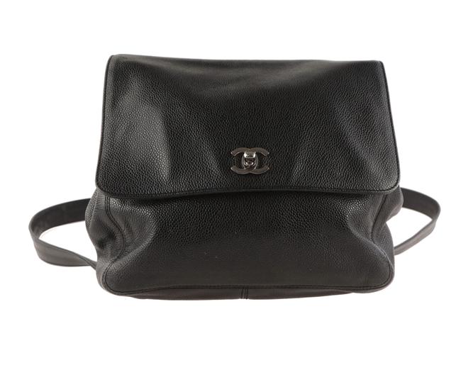 Chanel Caviar Turnlock Small Black Leather Backpack