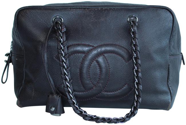 Chanel Cc Bowler Brown Leather WeekendTravel Bag