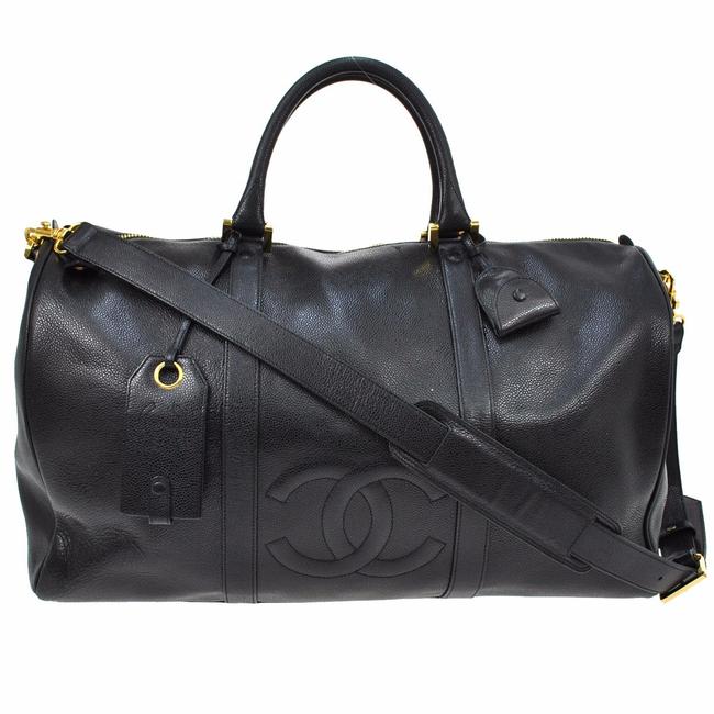 Chanel Cc Jumbo Two Ways Black Caviar WeekendTravel Bag