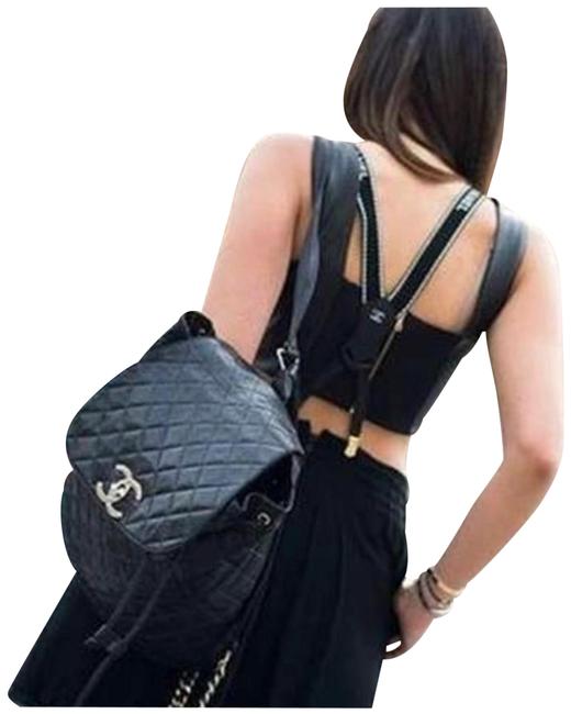 Chanel Cc Logo Black Coated Canvas Backpack
