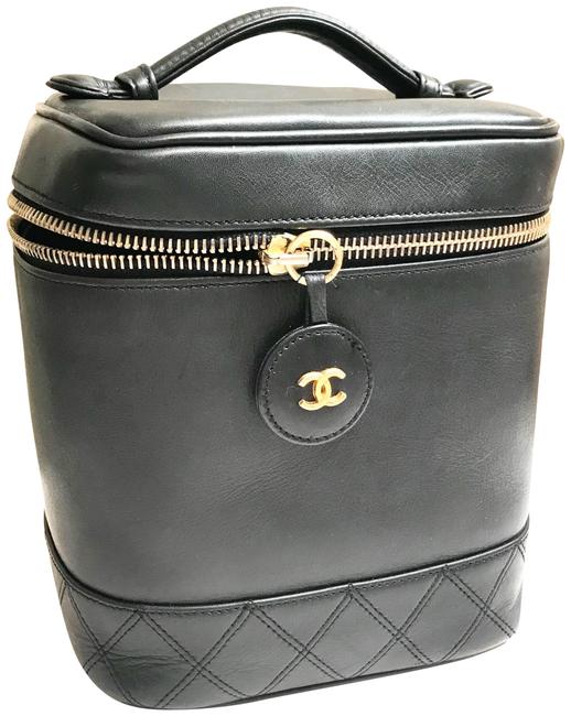 Chanel Cc Logo Black Leather WeekendTravel Bag