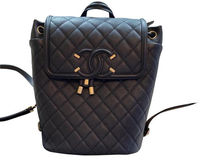 Chanel Cc Navy Caviar Backpack