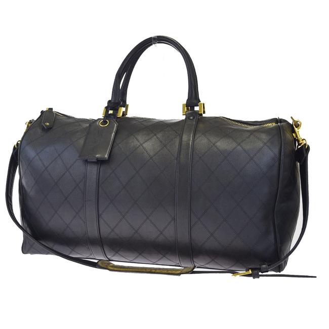 Chanel Duffle Diamond Stitch Black Caviar Leather WeekendTravel Bag