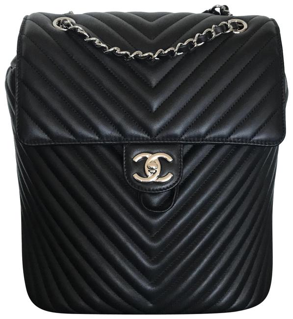 Chanel Chervon Black Leather Backpack