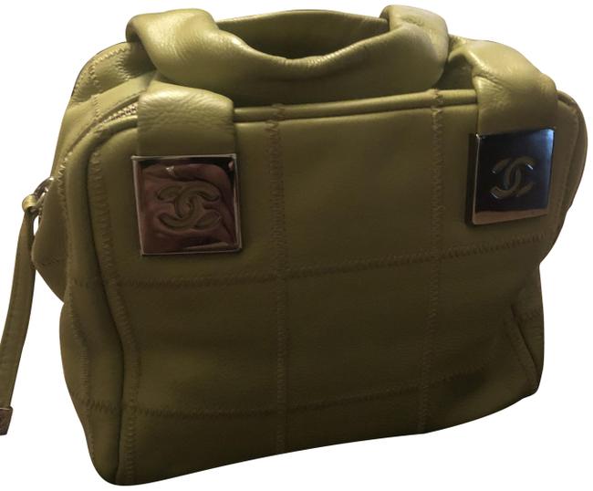 Chanel Chocolate Bar Lime Green Leather Baguette