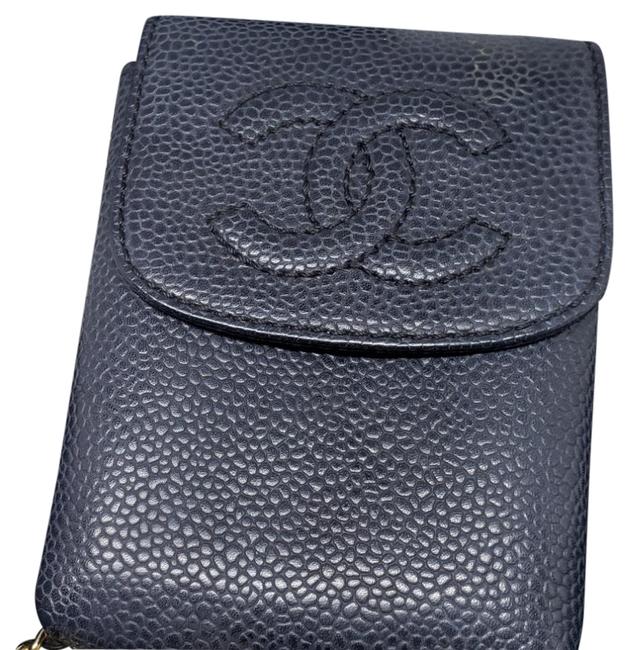Chanel Cigarette Case BlackGray Leather Wristlet