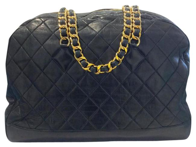 Chanel Classic Black Leather WeekendTravel Bag