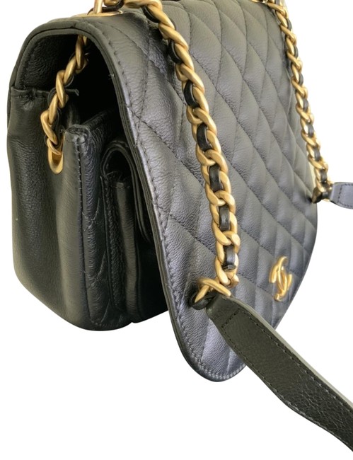 Chanel Classic Flap Black Leather Messenger Bag