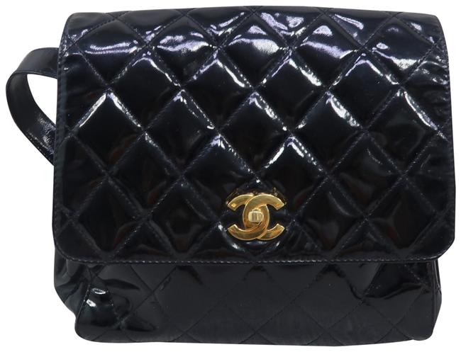 Chanel Classic Flap Black Vernis Leather Backpack