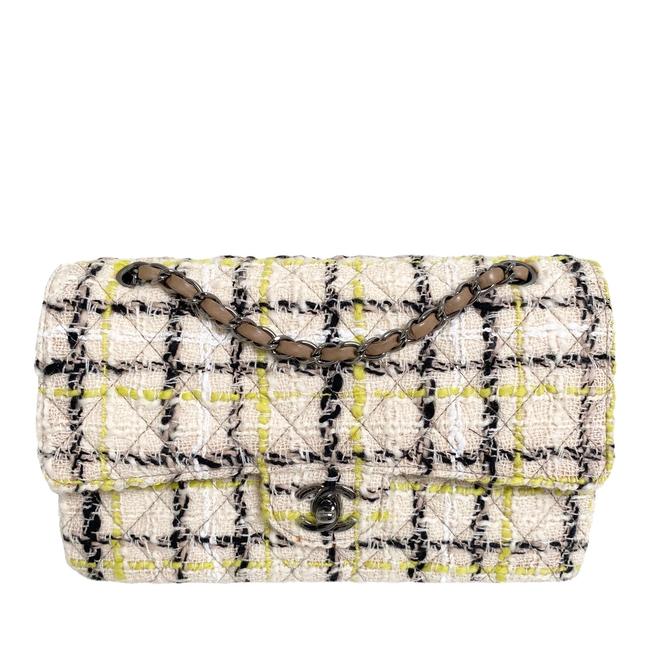 Chanel Classic Flap White and Brown Tweed Double WeekendTravel Bag