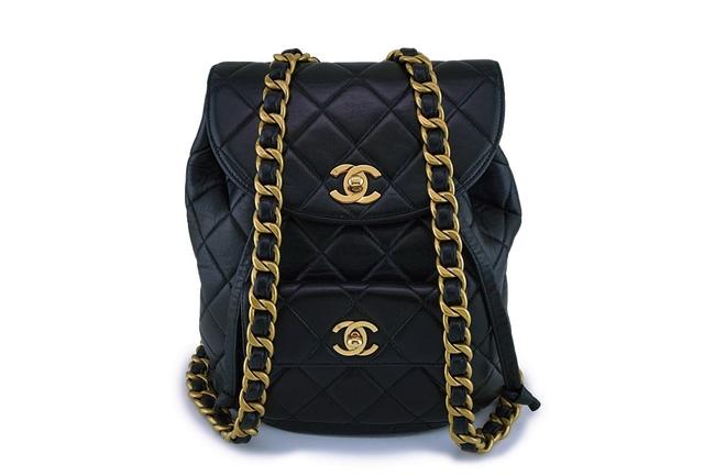 Chanel Classic Quilted 234852 Black Lambskin Leather Backpack
