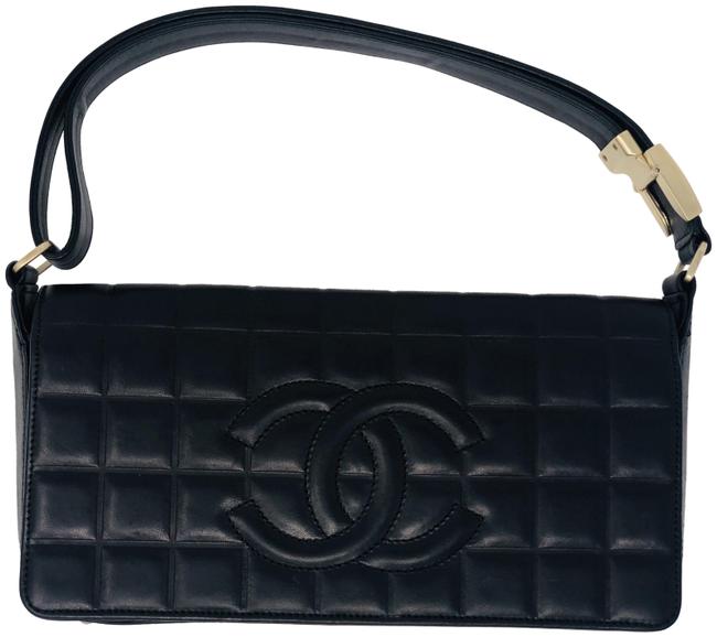 Chanel Classic Quilted Shoulder Black Lambskin Leather Baguette