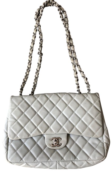 Chanel Classic Single Flap Caviar Quilted Light Blue Messenger Bag
