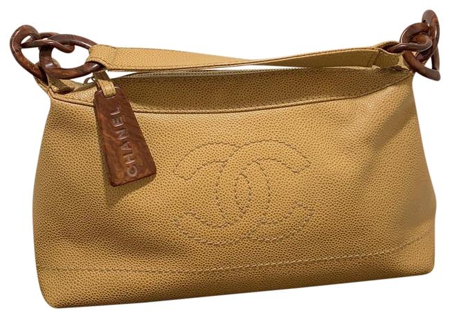 Chanel Coco Cabas Shoulder Bag Caviar Beige Leather Baguette