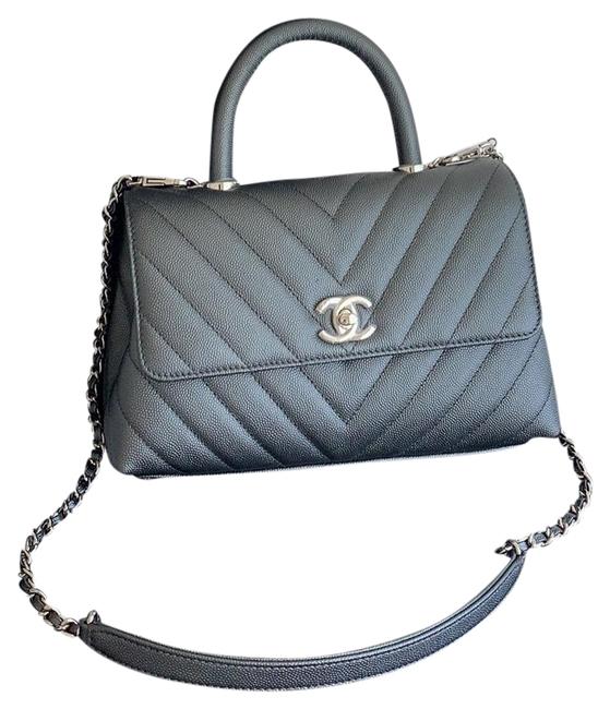 Chanel Coco Handle Small Black Iridescent Leather Baguette