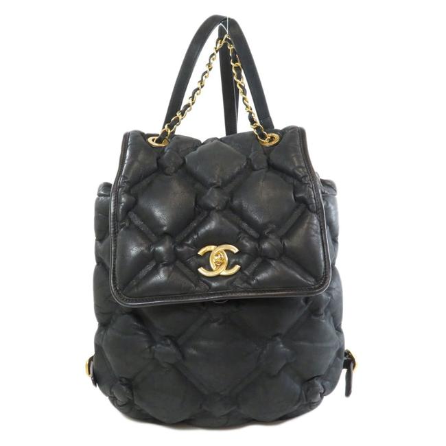 Chanel Coco Mark Daypack Calf Ladies Black Backpack