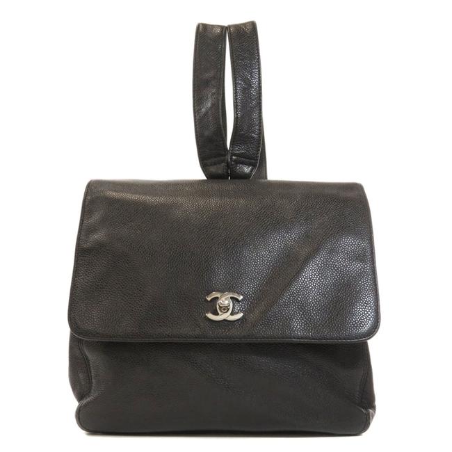 Chanel Coco Mark Daypack Skin Womens Black Caviar Leather Backpack