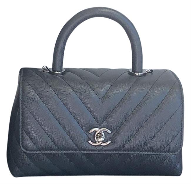 Chanel Coco Mini Handle Black Leather Messenger Bag