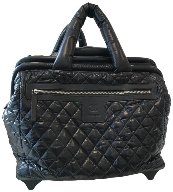 Chanel Cocoon Coco Trolley On Wheels Black Nylon WeekendTravel Bag