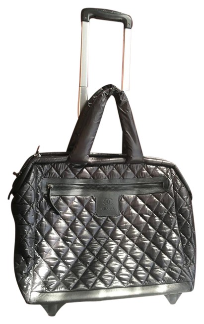 Chanel Cocoon Coco Trolley Rolling Case Black Nylon WeekendTravel Bag