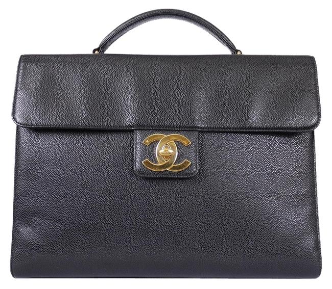 Chanel Computer Case Black Caviar Leather Laptop Bag